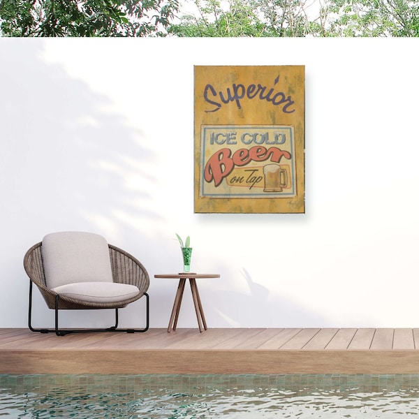Trademark Fine Art Outdoor Canvas Art Marcus Jules 'Ice Cold Beer' Wall Art for Patios, or Gardens GRL02249-OC3547WR - main