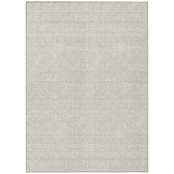 Homeroots 3' X 5' Beige And Ivory Geometric Washable Indoor Outdoor Area Rug 595619 - main