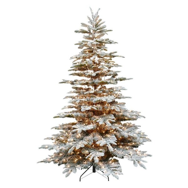 Puleo Asia Ltd Alaskan Flocked Tree, 7-1/2 ft H, Fir Family, Plug-In, Incandescent, Clear Light FK-APGF-75C7 - main
