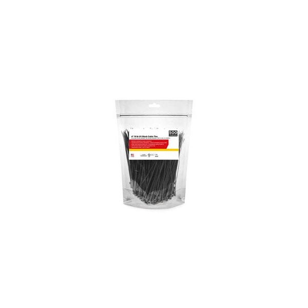 Cable Wholesale UV Rated Cable Tie, Black, 18lb, 4in, 500pc 30CV-01045BK - main