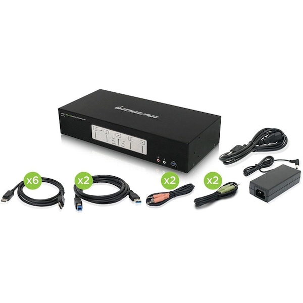 Iogear 4-Port 4K Triple View DisplayPort KVMP Switch with USB 3.0 Hub (TAA Compliant) GCS1964 - main