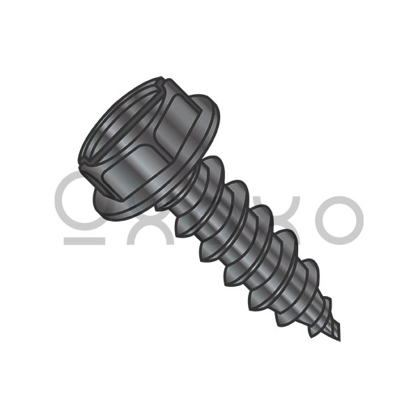 Oxoxo 8-18X3/8 Slotted Indented Hex Washer Self Tapping Screw Type A B Fully Threaded Black Oxi, 10000PK 397290 - main