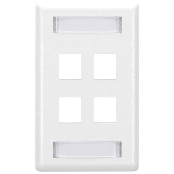 Black Box Gigastation2 Wallplate, 4-Port Single-Gang, White WPT476 - main