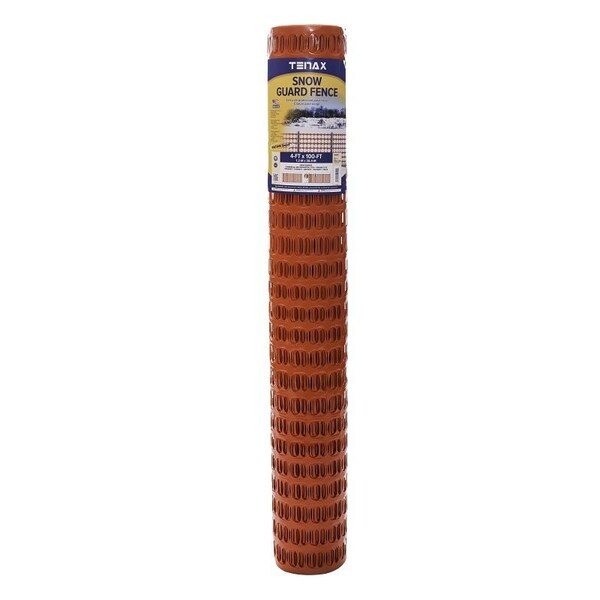 Tenax Snow Guard Snow Fence, 100 ft L, 4 ft W, 1-3/4 x 1-3/4 in Mesh, HDPE, Orange 82119104 - main
