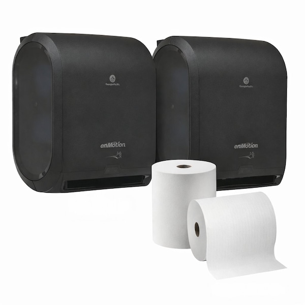 Georgia-Pacific EnMotion Paper Towel Dispenser & Roll Bundle, 2 Dispensers + 1 Roll (6 Pack, White) 59462A, 89460 - main
