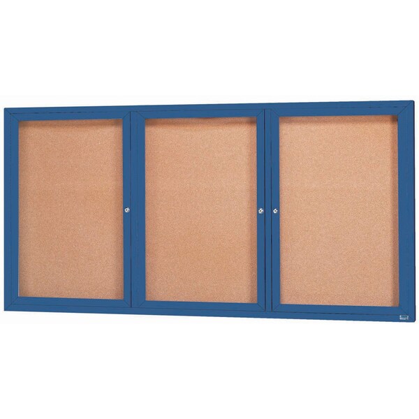 Aarco Illuminated Enclosed Bulletin Board w/ Blue Powder Coated Al Frame, 48''Hx96''W DCC4896-3RIB - main