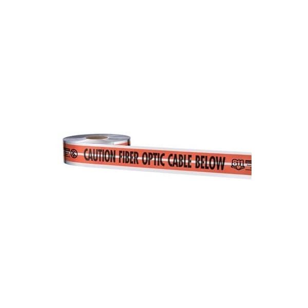 Empire Level CAUTION FIBER OPTIC CABLE BURIED BELOW -Premium Detectable Orange Utility Tape 3in x 1000ft 31-150 - main