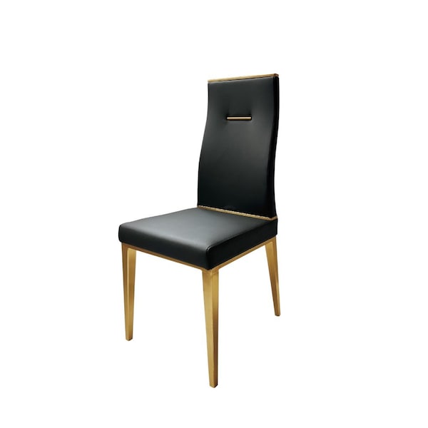 Homeroots Set of Four Black and Gold Upholstered Faux Leather Dining Side Chairs, 4PK 553992 - main