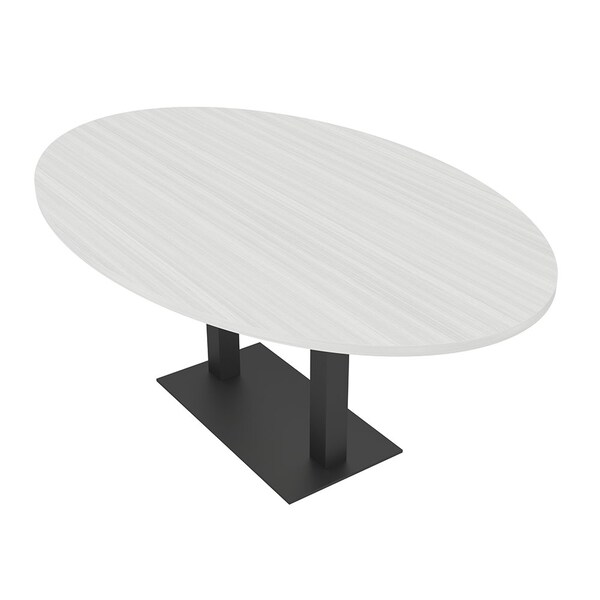 Skutchi Designs Oval Conference Table With Power Unit, 48 in W, 84 in L, White HAR-OVL-48X84-DOU.BK-WA7976-NA - main
