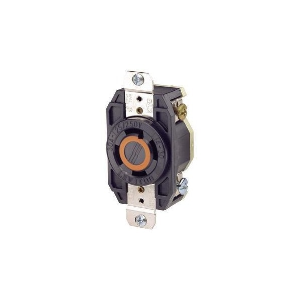 Leviton Flanged Locking Receptacle, L14-30R, 30 A, 125/250V AC, Single Phase, 3 Pole, Flush Mount, Black 2710 - main
