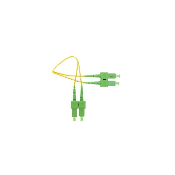 Cable Wholesale SC/APC OS2 Duplex Fiber Optic Patch Cord, OFNR, Singlemode 9/125, Yellow Jacket, Green SCSC-01301 - main