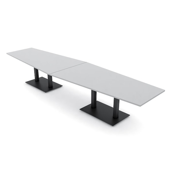 Skutchi Designs Hexagon Conference Table With Power, 48 in W, 168 in L, Grey HAR-HEX.IR-48X168-DOU.BK-U779-NA - main