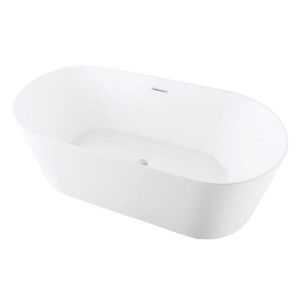 Kingston Brass 67" Acrylic Oval Double Ended Freestanding Tub with Drain, Glossy White VTOV673223 - main
