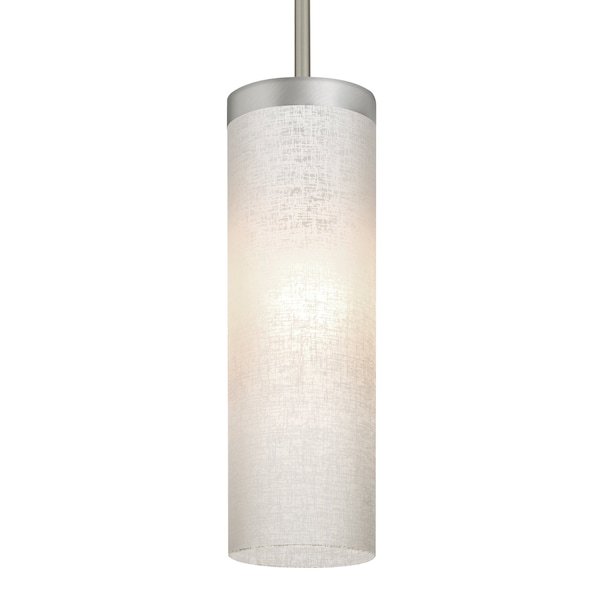 Besa Lighting Friz Stem Pendant, White Linen, Satin Nickel Finish, 1x75W Incandescent 1TT-FRIZLN-SN - main