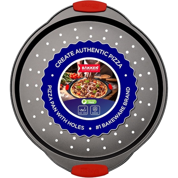 Bakkenmaster Pizza Tray, Carbon Steel with Holes, Non-Stick Coating, PFOA, PFOS, PTFE Free, Bakken BAKPIZA11 - main