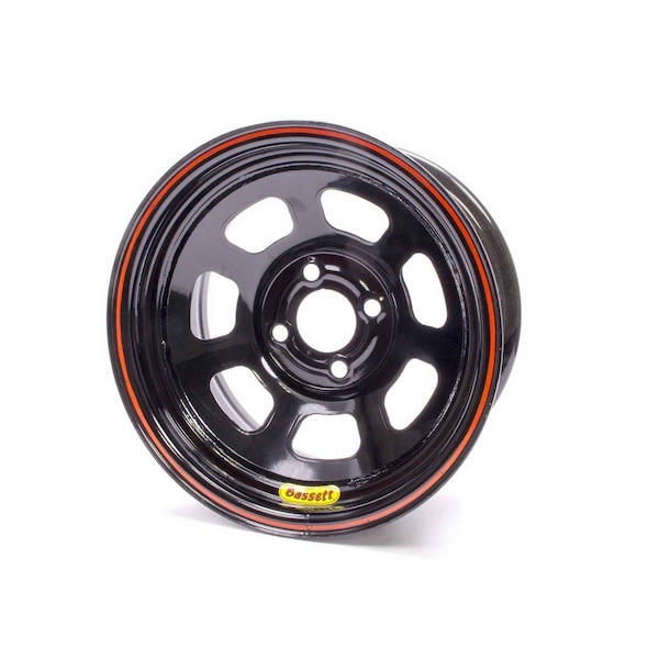 Bassett 47SP3 14 x 7 in. Steel Black Powder D-Hole Lightweight Wheel - 3 in. Backspace, 4 x 4.25 in. BA373932 - main