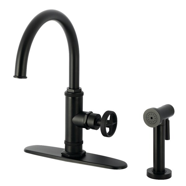 Kingston Brass Single-Handle Kitchen Faucet, Matte Black KSD2430RNX - main