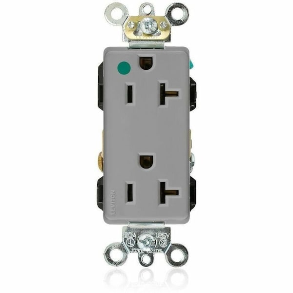 Leviton PlugsandReceptacles, 20A, 125VAC, Gry, Nylon 16362-HGG - main
