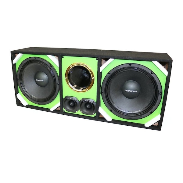 Deejay Led Loaded Box w/Two Despacito Heavy Duty 12-in Woofers One Horn and w/Two Bullet Tweeters GREEN TBH12GREEN - main