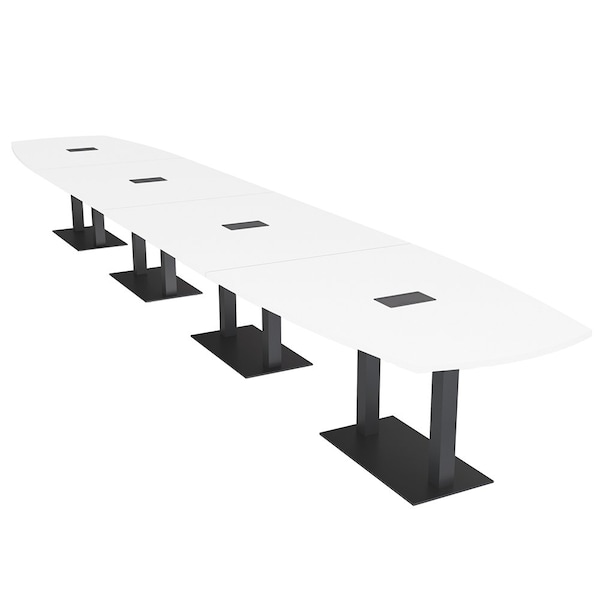 Skutchi Designs Arc Boat Conference Table, 45 in W, 240 in L, White HAR-ABOT-48X240-DOU.BK-W960-EBLK - main