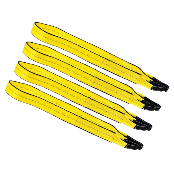 Mytee Products 2in x 6ft Web Sling Twisted Eye & Eye 2-Ply Tow Strap Lifting 6400# WLL Vertical, 4PK EERSL-26x4 - main