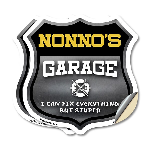 Signmission Nonno's Garage I Can Fix Everything But Stupid, 6 inch X 6 inch, Vinyl Decal, 2PK SHI-D-2PACK-6-490-NONNO - main