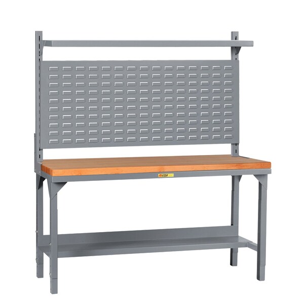 Little Giant Heavy-Duty Butcher Block Packaging Table with Louvered Panel & Shelf WSJ2-3048-AH-WLP-SHLF - main