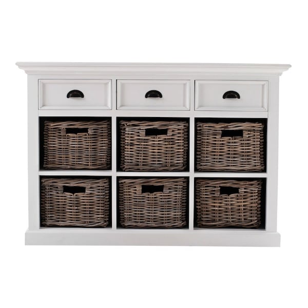 Homeroots Modern Farmhouse Buffet Server With Basket Set 388213 - main