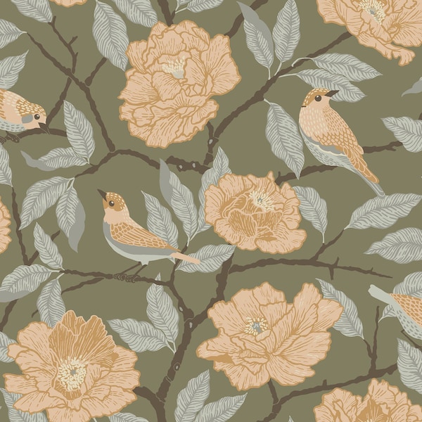 A-Street Prints Bernadina Moss Rosebush Wallpaper 4143-34024 - main