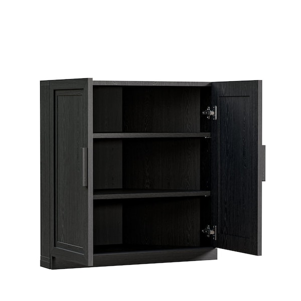 Homeroots Set Of Two Black Wood Corner Accent Cabinet With Two Doors 712114 - main
