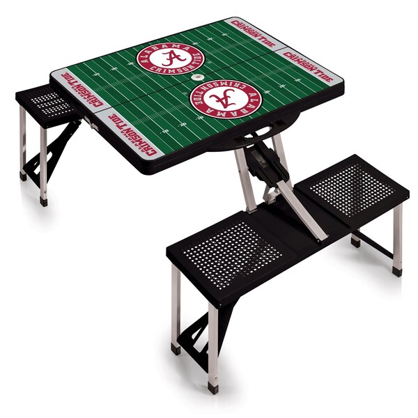 Picnic Time Family Of Brands Alabama Crimson Tide - Football Field - Picnic Table Portable Folding Table, Black 811-00-175-005-0 - main