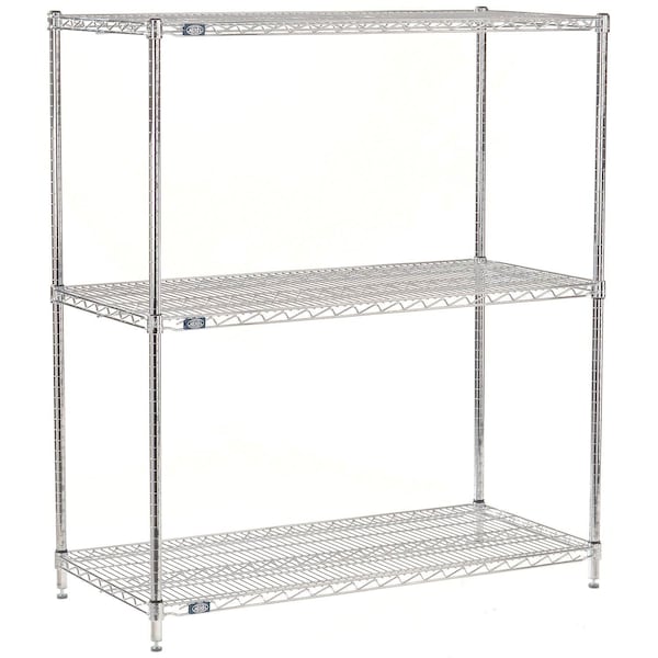 Global Industrial Nexel 3 Shelf, Stainless Steel Wire Shelving Unit, Starter, 54"W x 24"D x 54"H B3149555 - main