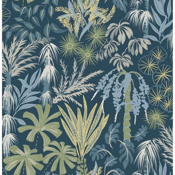A-Street Prints Everglades Teal Botanical Wallpaper 4172-27482 - main