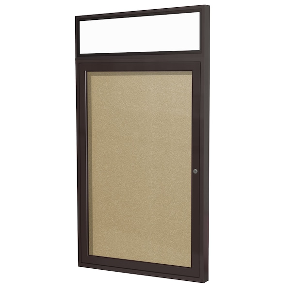 Ghent 1 Door Enclosed Vinyl Bulletin Board, Headliner Frame, Bronze Aluminum, 3'H x 2'W, Caramel PBVX2-181 - main