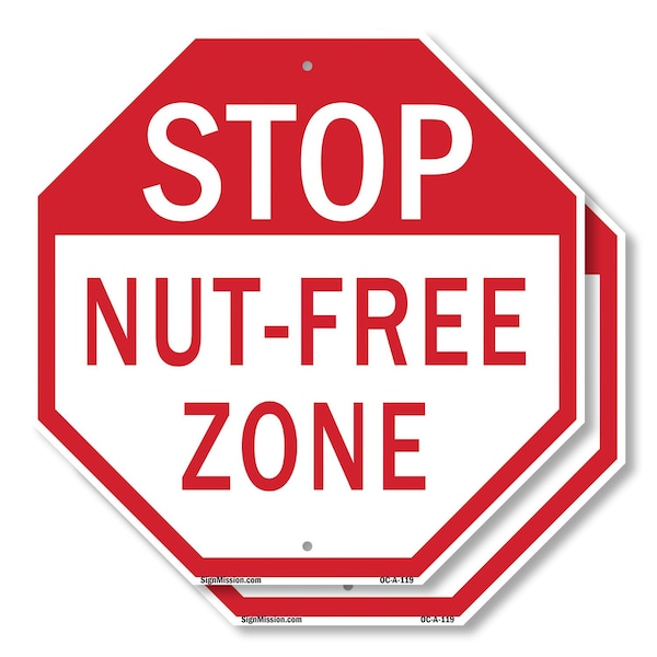 Signmission Stop Nut-free Zone, 10 inch X 10 inch, Aluminum Metal Signs, 2PK OC-A-2PACK-10-119 - main