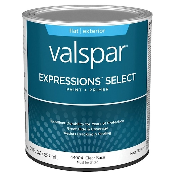 Valspar Expressions Select 4400 Latex Paint, Acrylic Base, Flat, Clear Base, 1 qt 028.0044004.005 - main