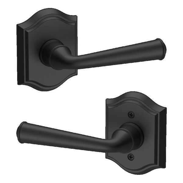 Baldwin Passage Federal Lever and Traditional Arch Rose with 6AL Latch and Dual Strike Satin Black Finish PSFEDTAR190 - main