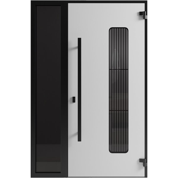 Vdomdoors Front Exterior Aluminum Door Ronex0511 Bronze Oak Prehung Entry Steel Metal Modern Painted RONEX0511EXD-BRW-W36+12xH80-RH-I - main