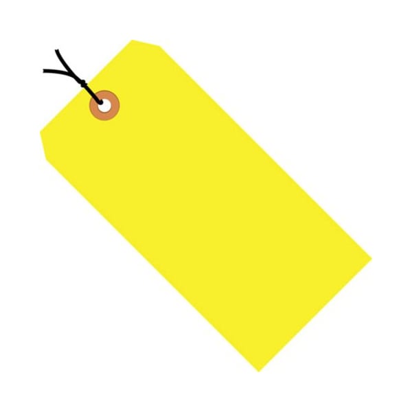 Partners Brand Shipping Tags, Pre-Strung, 13 Pt., 4 3/4" x 2 3/8", Fluorescent Yellow, PK1000 G12052A - main