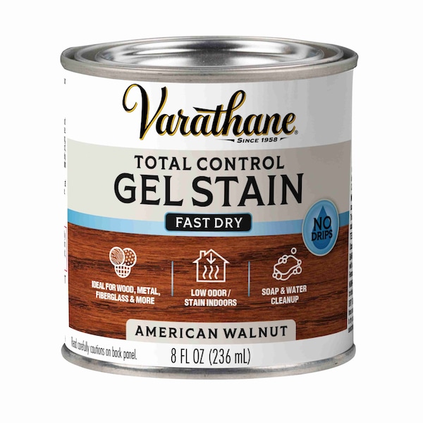 Varathane One Step Water-Based Gel Wood Stain, American Walnut, 1/2 Pint 245330 - main