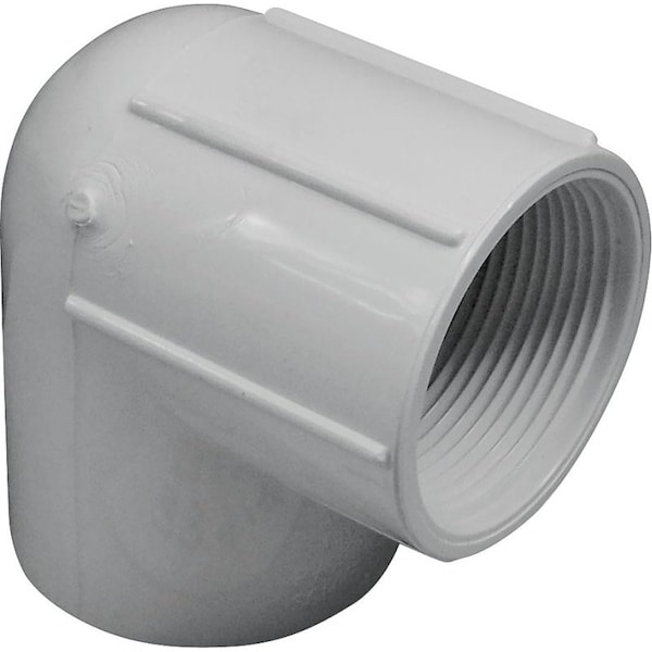 Genova LASCO Pipe Elbow, 112 in, Slip x FPT, 90 deg Angle, PVC, White, SCH 40 Schedule, 330 psi Pressure 407015BC - main