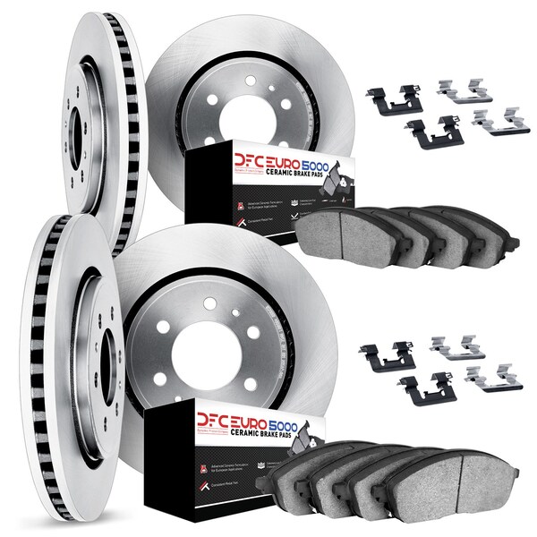 Dynamic Friction Co DFC Rotors with EURO 5000 Ceramic Brake Pads includes Hardware 6614-10993 - main