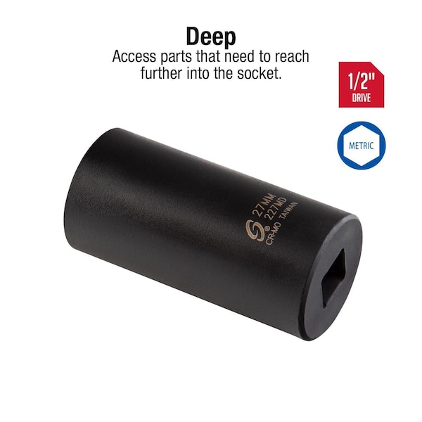 Sunex 1/2 in Drive 27Mm Deep Impact Socket 227MD - main