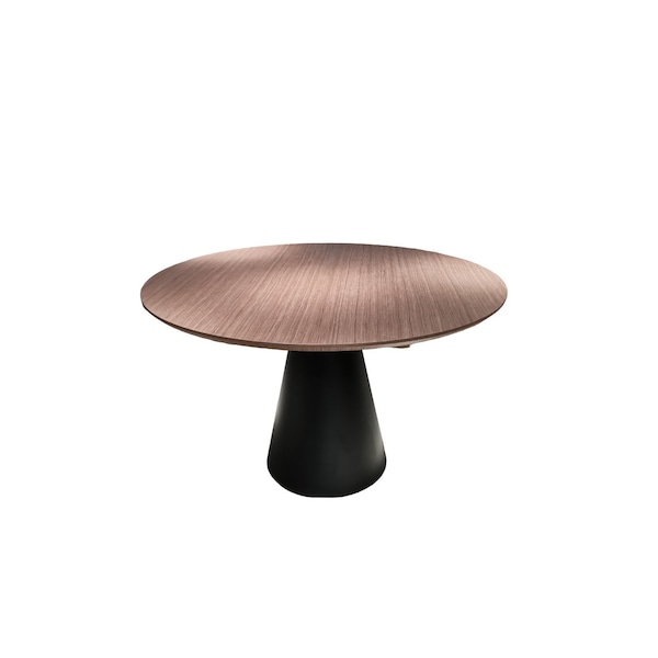 Homeroots 48" Brown and Black Wood and Metal Pedestal Base Round Top Dining Table 555178 - main