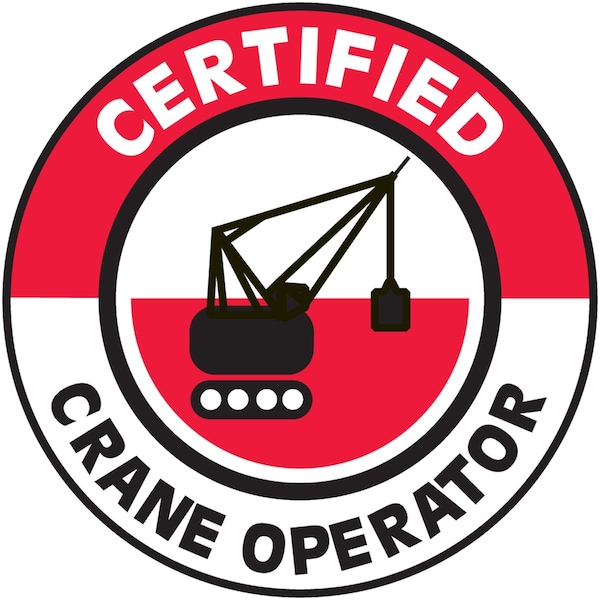 Accuform Hard Hat Sticker, 214 in Length, 214 in Width, CERTIFIED CRANE OPERATOR Legend, Adhesive Vinyl LHTL350 - main