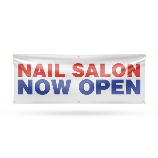 Signmission Nail Salon Now Open, 24 Inch x 72 Inch, Vinyl Banner B-72-30748 - main