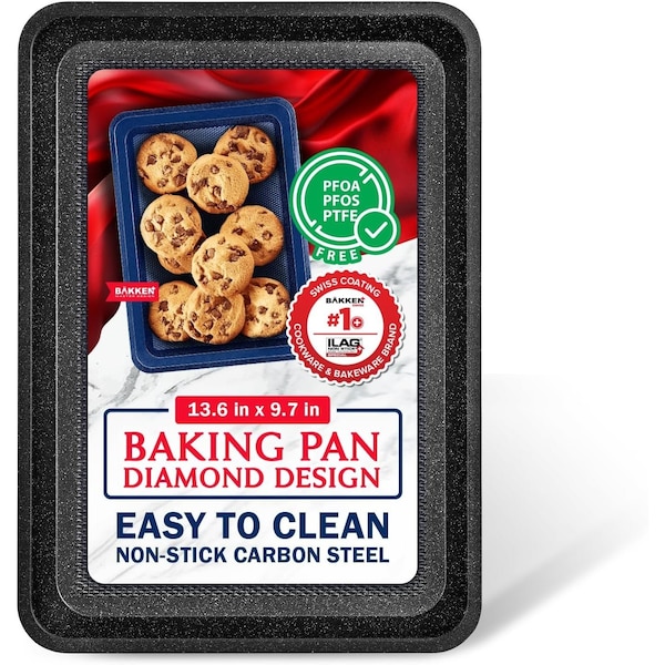 Bakken- Swiss BAKKEN Kitchen Nonstick Cookie Sheet, 13.58in. x 9.65in., PFOA-Free, Oven Safe, 450 DegF, Gray Marble BKDD1P021 - main