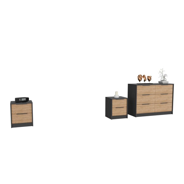 Homeroots Three Piece Brown and Black Bedroom Set 530258 - main