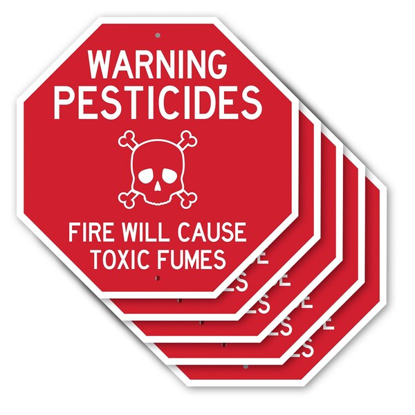 Signmission Warning Pesticides Fire Will Cause, 10 inch X 10 inch, Aluminum Metal Signs, 5PK OC-A-5Pack-10-340 - main