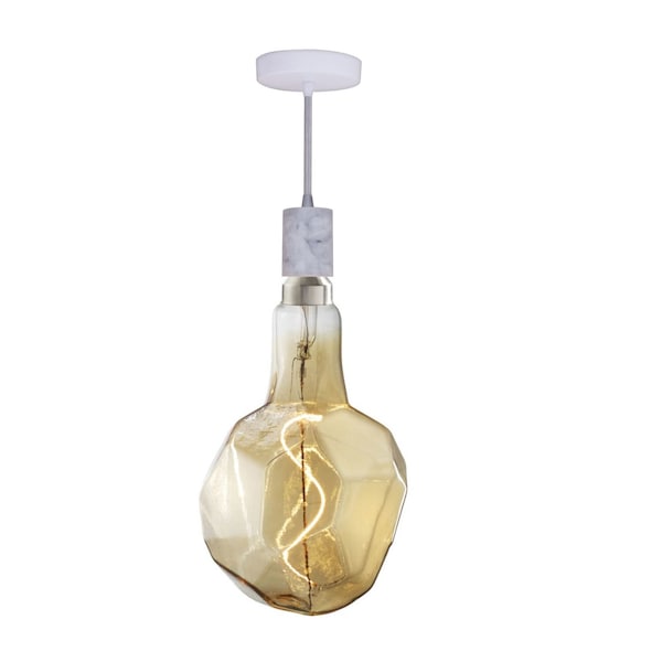 Bulbrite 4WLED JEWEL NATURAL SHAPED GRAND, 2200K FILAMENT W/ WHITE MARBLE PENDANT, WHITE STRING 810177 - main